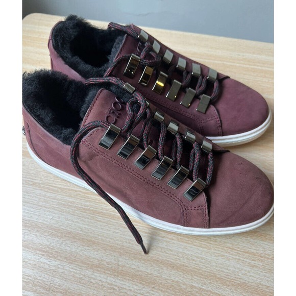 Jimmy Choo Star Studded Rabbit Fur Interior Bordeaux Suede Sneakers Metal Eyelet main image 14